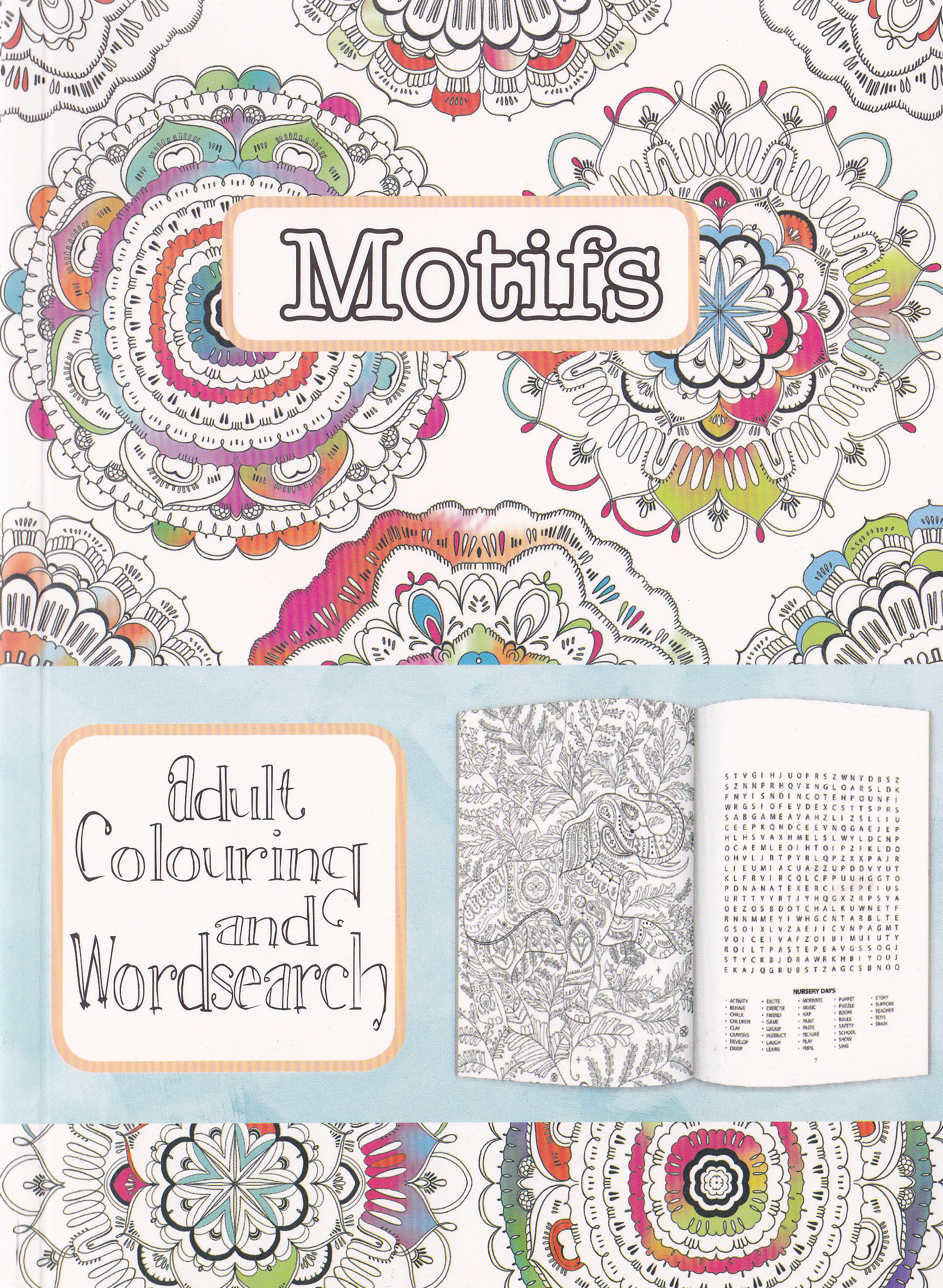 Carte de colorat pentru adulti: Motifs - Motive si cuvinte incrucisate A5
