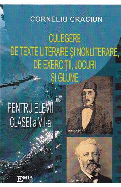 Coperta cărții 'Culegere de texte literare și nonliterare, de exerciții, jocuri și glume - Clasa 7 - Corneliu Crăciun'