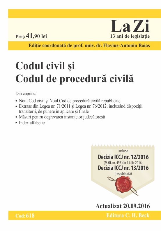 Codul civil si Codul de procedura civila act. 20.09.2016