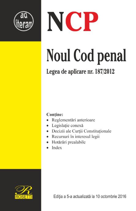 Noul Cod penal. Act. 10 Octombrie 2016