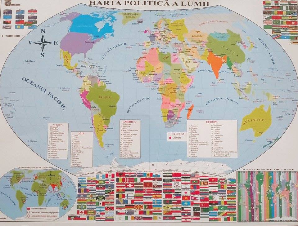 Harta politica a lumii + Harta fizica a lumii