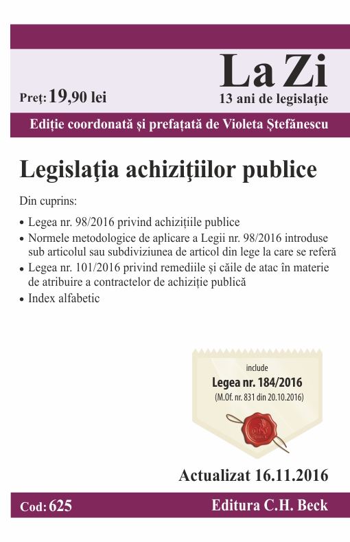 Legislatia achizitiilor publice act. 16.11.2016