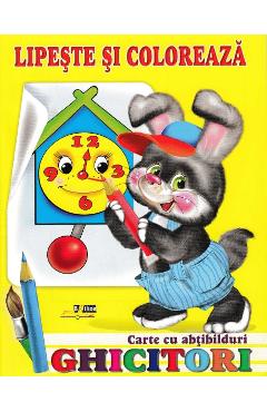 Coperta cărții 'Ghicitori - Iepure - Lipește și colorează. Carte cu abțibilduri'