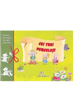 Poza produsului Cei trei purcelusi - Povesti desenate, de copii colorate