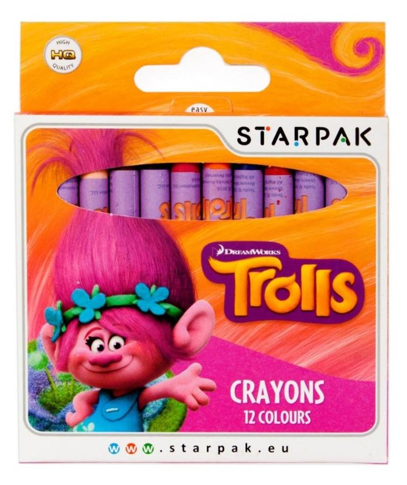 Trolls, Crayons 12 colours. Set 12 creioane colorate cerate
