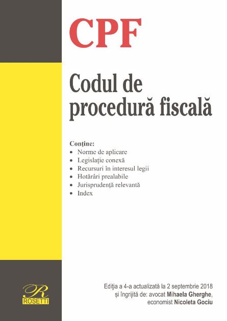 Codul de procedura fiscala Act. 2 Septembrie 2018