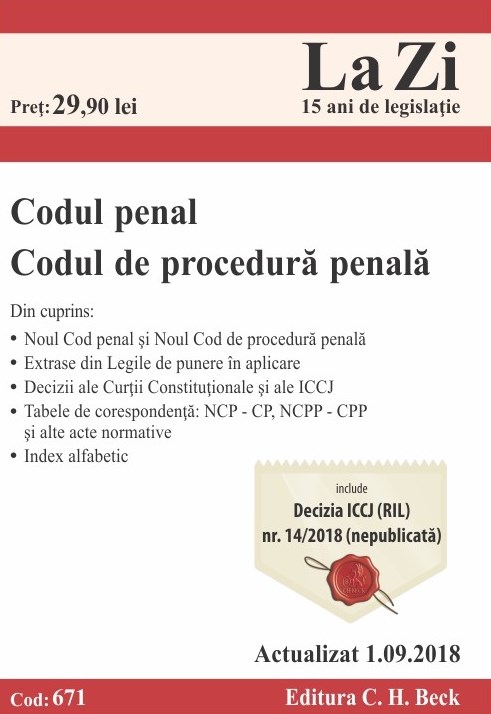 Codul penal si Codul de procedura penala Act. 1.09.2018