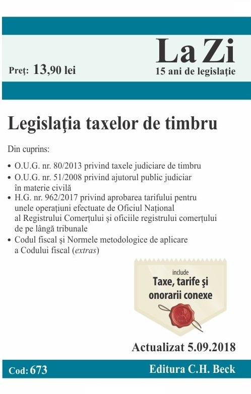 Legislatia taxelor de timbru Act. 5.09.2018