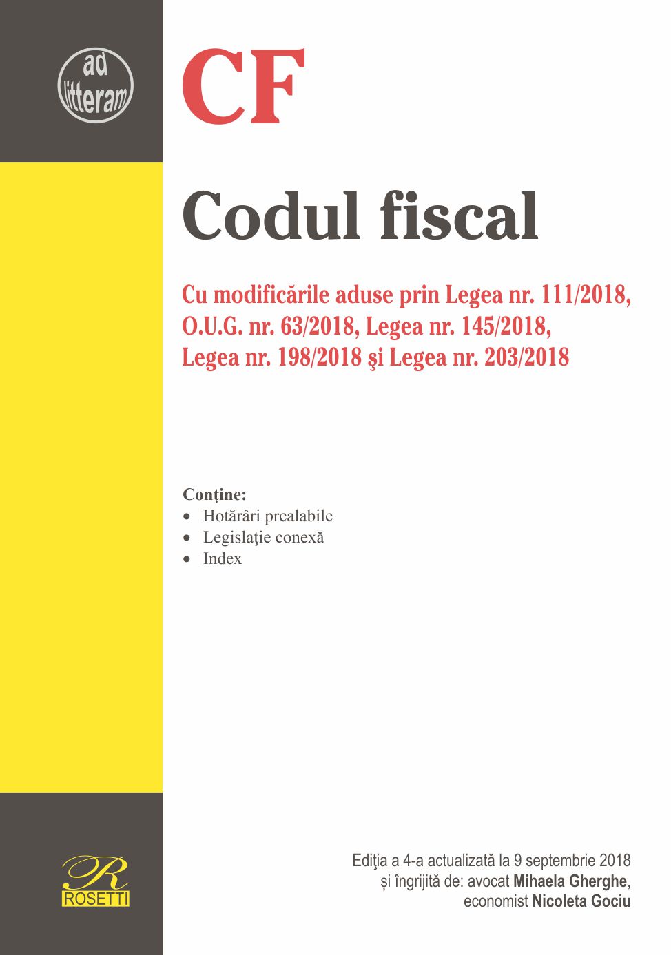 Codul fiscal Ed.4 Act. 9 Septembrie 2018