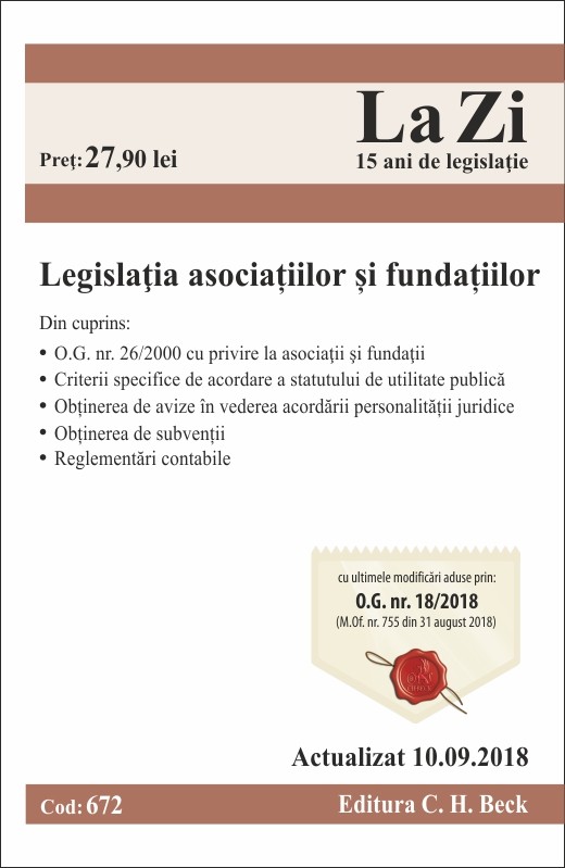 Legislatia asociatiilor si fundatiilor Act. 10.09.2018