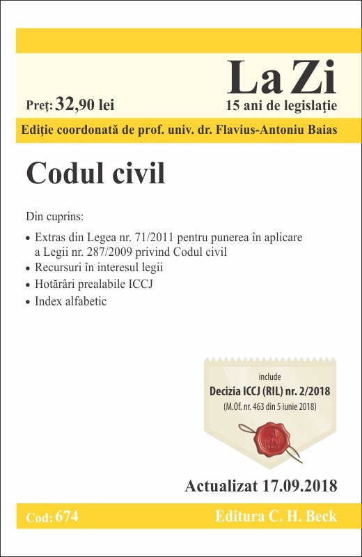 Codul civil. Actualizat 17.09.2018
