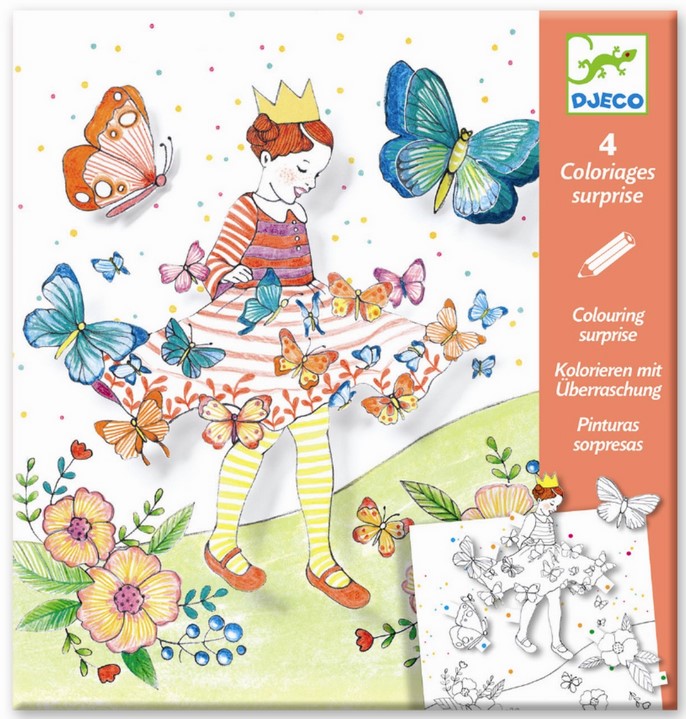 4 Coloriages surprise - Lady Butterfly. Joc de cusut