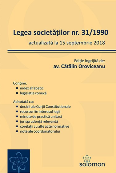Legea societatilor nr.31 din 1990 actualizata la 15 septembrie 2018 - Catalin Oroviceanu
