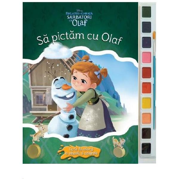Sa pictam cu Olaf - Carte de colorat cu pensula si acuarele