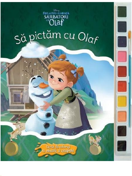 Sa pictam cu Olaf - Carte de colorat cu pensula si acuarele