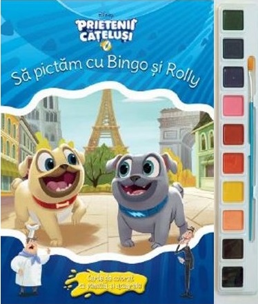 Sa pictam cu Bingo si Rolly - Carte de colorat cu pensula si acuarele