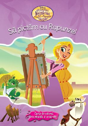 Sa pictam cu Rapunzel - Carte de colorat cu pensula si acuarele