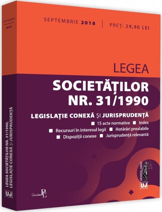 Legea societatilor nr. 31 din 1990. Septembrie 2018