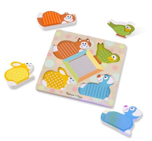 First play, Touch and feel puzzle. Puzzle tactil cu oglinda, Pets