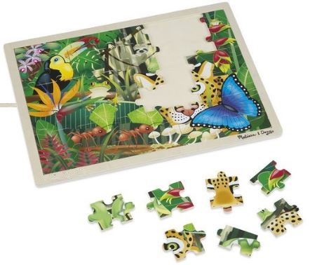 Wooden jigsaw puzzle. Puzzle din lemn, Padurea Tropicala