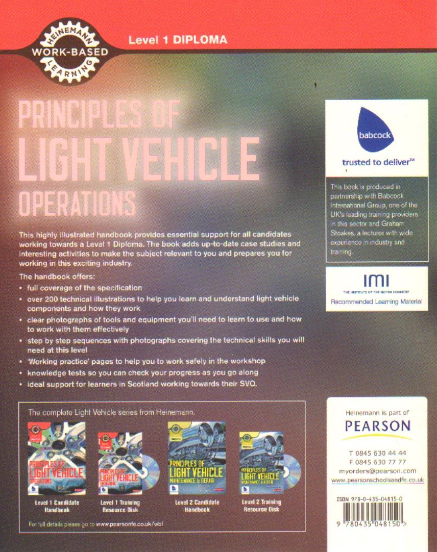 Level 1 Principles of Light Vehicle Operations Candidate Han