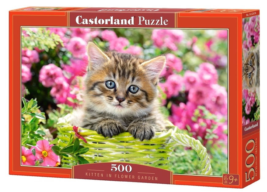 Puzzle 500. Kitten in Flower Garden