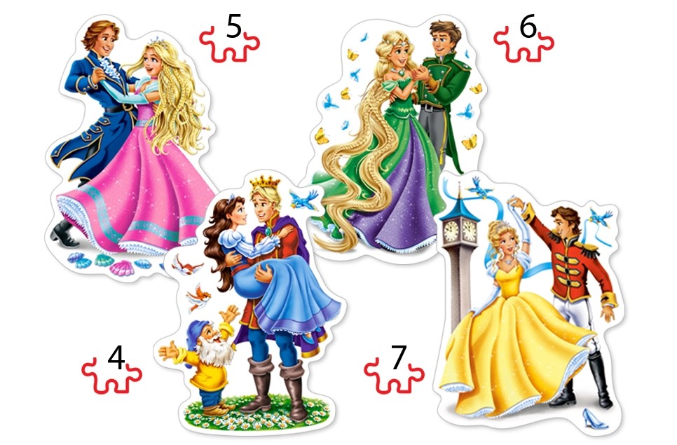 Puzzle 4 in 1. Princesses in Love