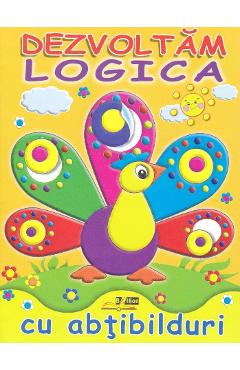 Coperta cărții 'Dezvoltam logica cu abtibilduri: Paun'