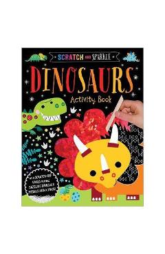 Coperta cărții 'Scratch and Sparkle - Dinosaurs Activity Book'