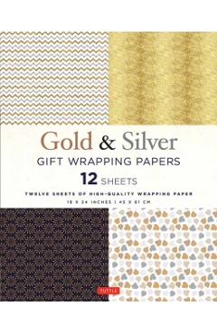 Silver and Gold Gift Wrapping Papers - 12 Sheets