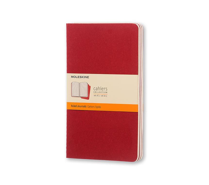 Moleskine Ruled Cahier L - Red Cover (3 Set) -  