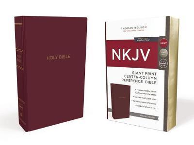 NKJV, Reference Bible, Center-Column Giant Print, Leather-Lo -  