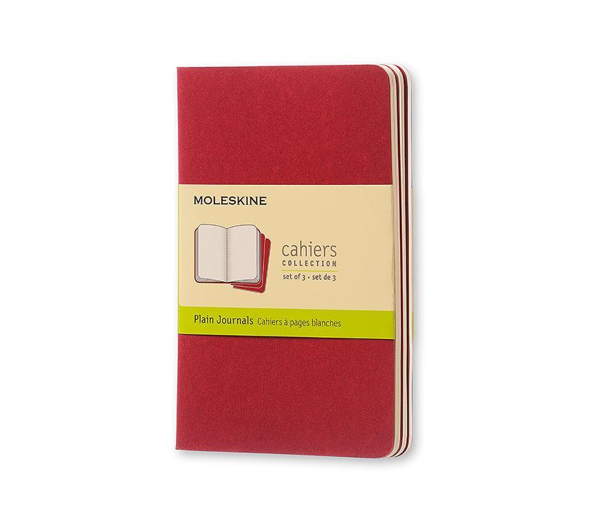 Moleskine Plain Cahier - Red Cover (3 Set) -  