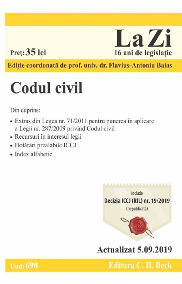 Codul civil. Actualizat 5.09.2019