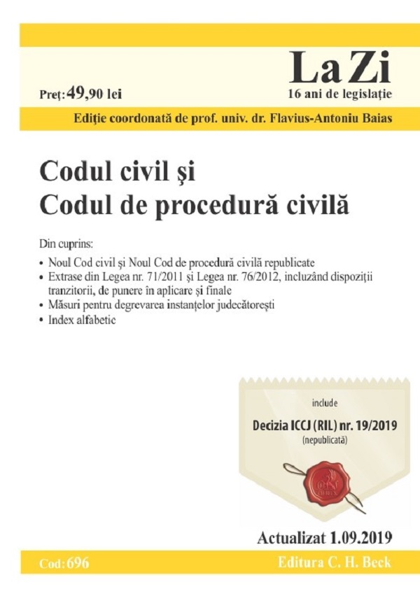 Codul civil si codul de procedura civila. Actualizat 1.09.2019