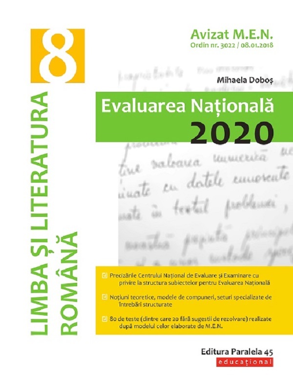 Evaluarea Nationala 2020. Limba si literatura romana - Clasa 8 - Mihaela Dobos