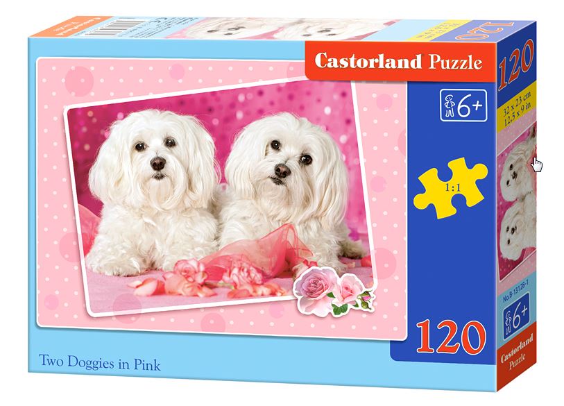Puzzle 120 Castorland - Two Doggies in Pink