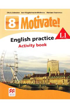 Coperta cărții 'Motivate! English Practice L1. Activity book. Lectia de engleza - Clasa 8 - Olivia Johnston'