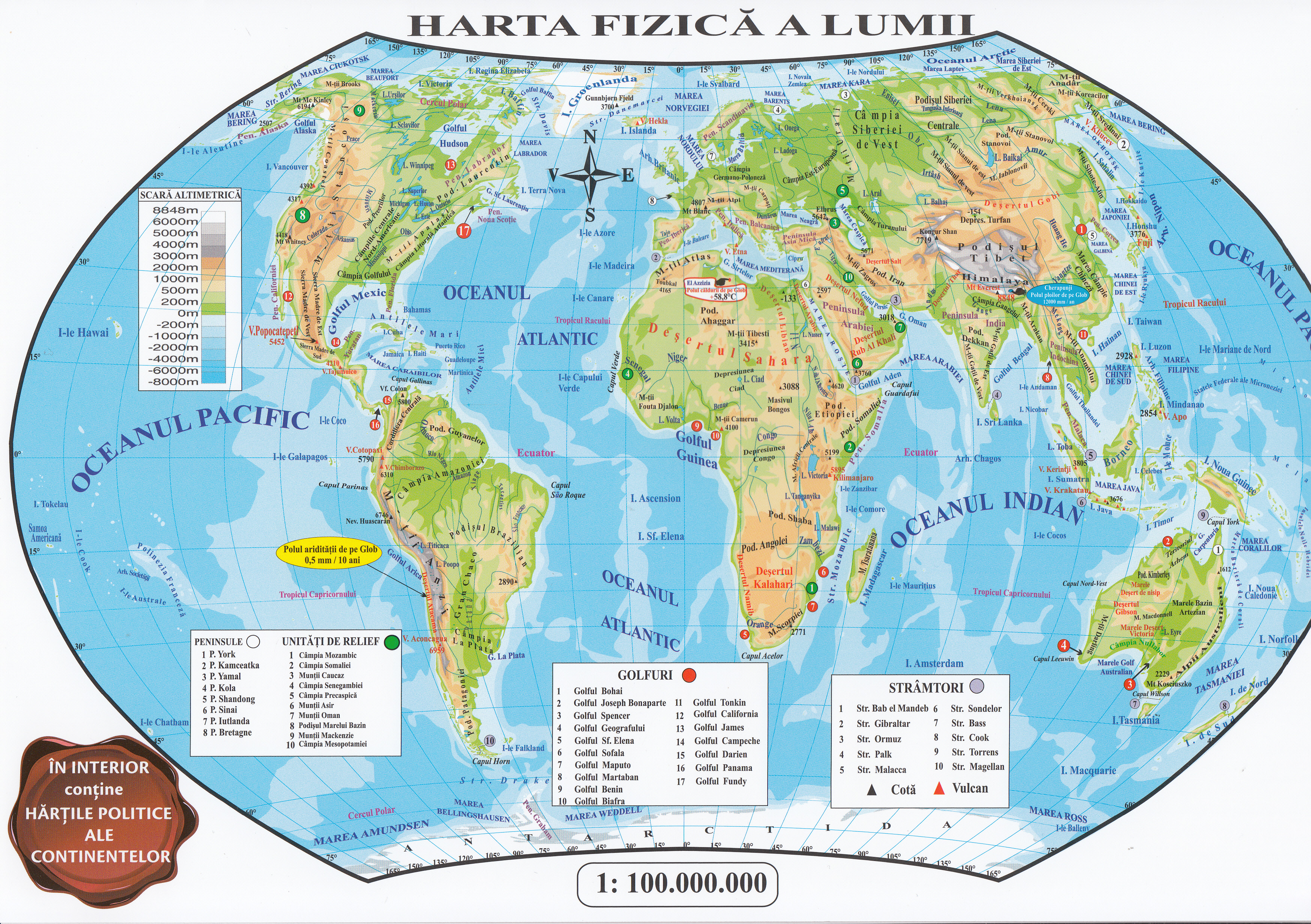 Harta politica a lumii + Harta fizica a lumii (pliata)