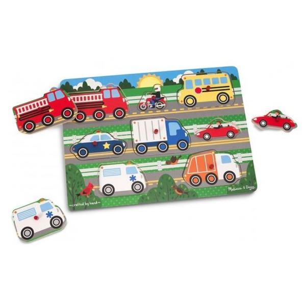 Peg puzzle, Vehicles. Puzzle din lemn, Vehicule