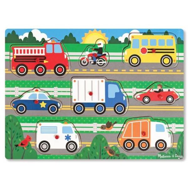 Peg puzzle, Vehicles. Puzzle din lemn, Vehicule
