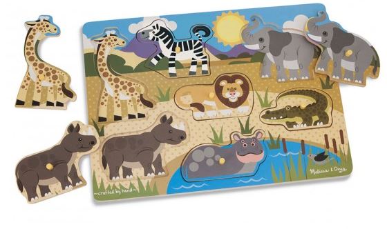 Peg puzzle, Safari. Puzzle din lemn, Animale Safari