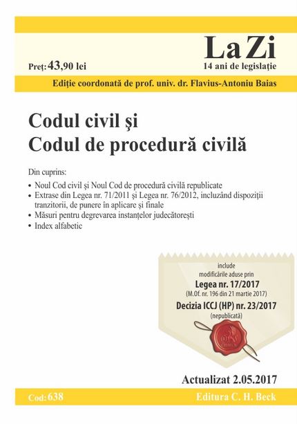 Codul civil si Codul de procedura civila Act. 2.05.2017