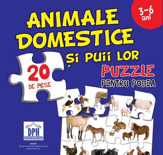 Animale domestice si puii lor. Puzzle pentru podea 3-6 ani