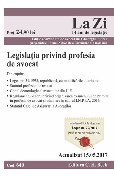 Legislatia privind profesia de avocat Act. 15.05.2017