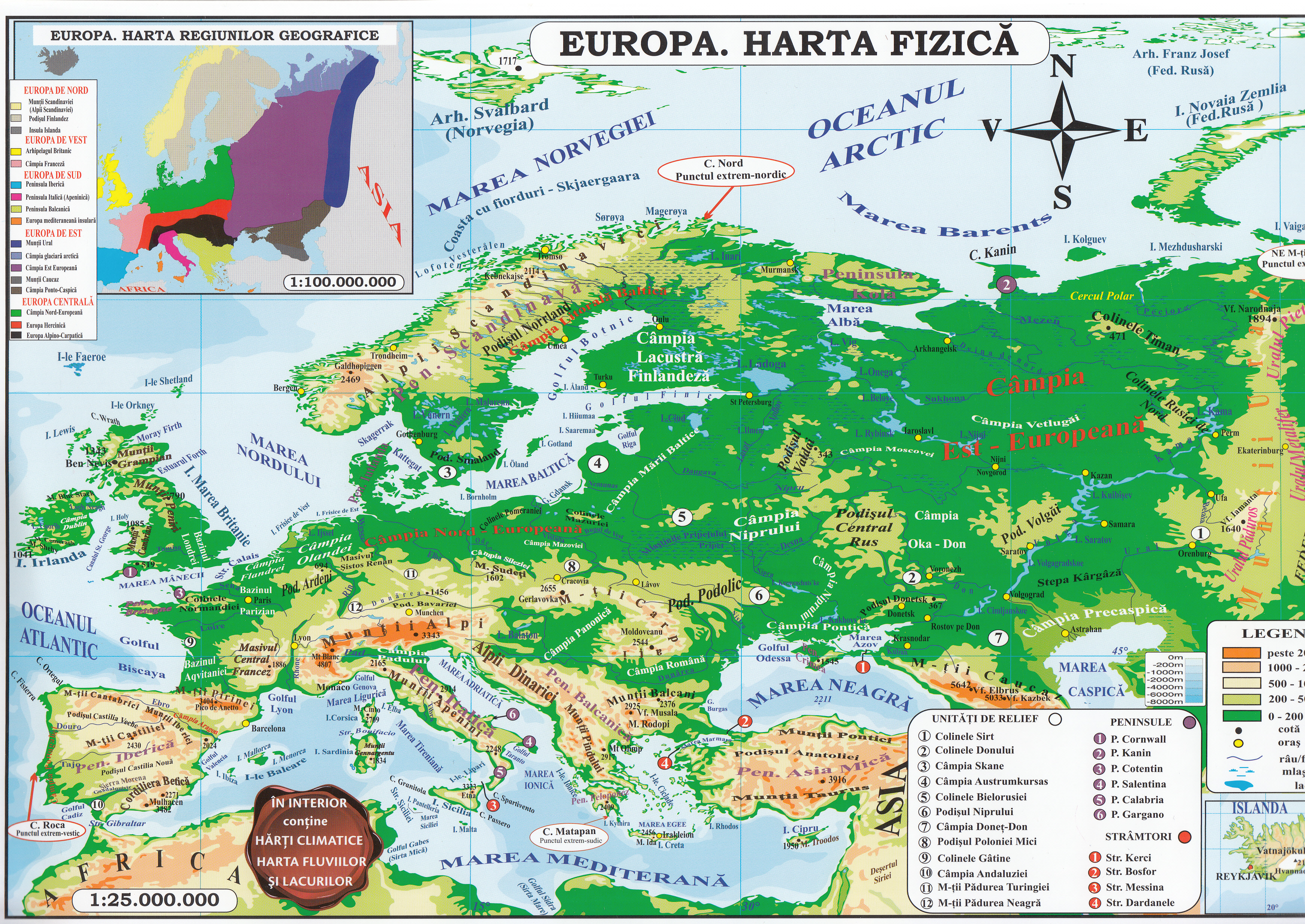 Harta Europa Politica + Fizica (pliata)