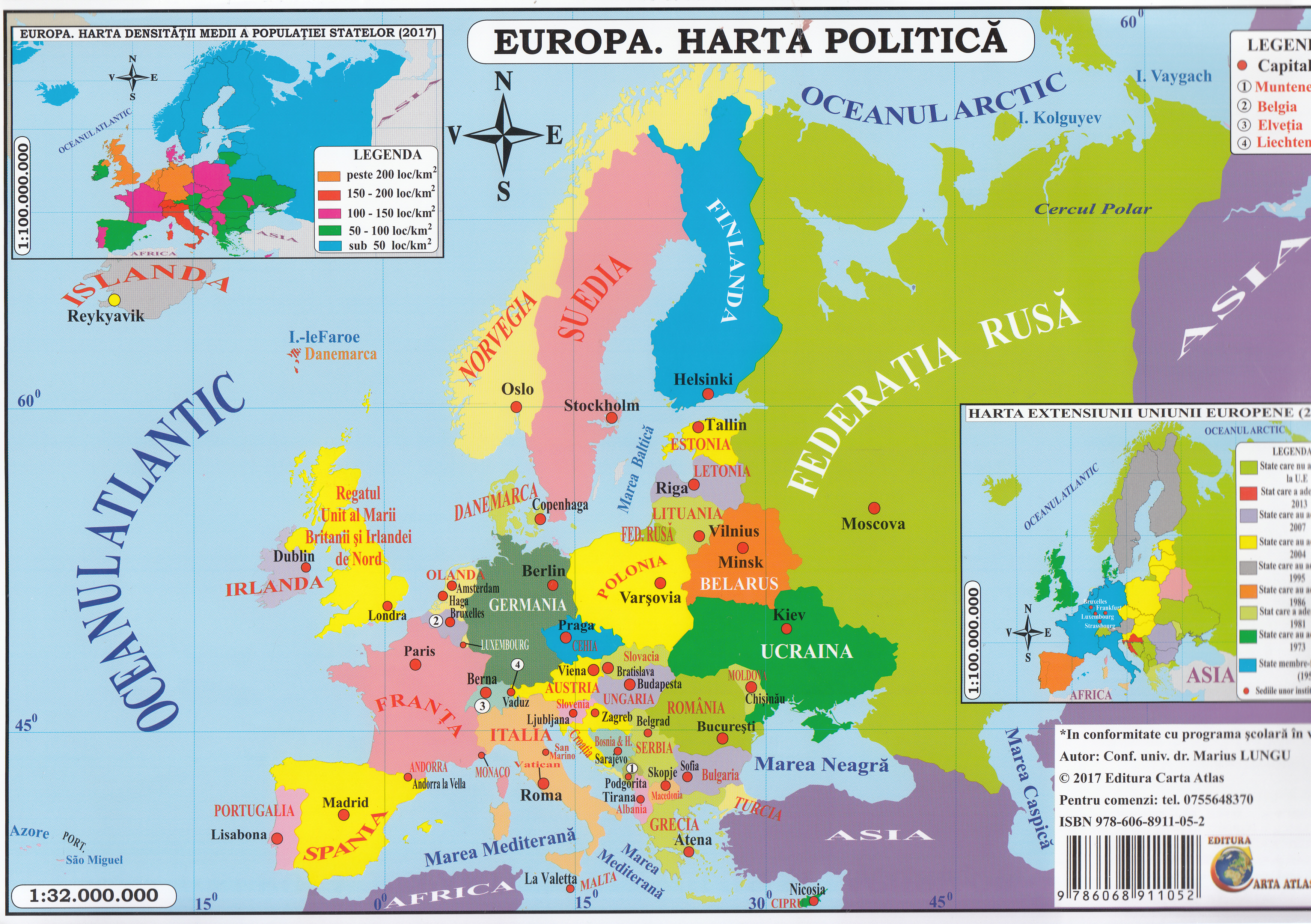 Harta Europa Politica + Fizica (pliata)