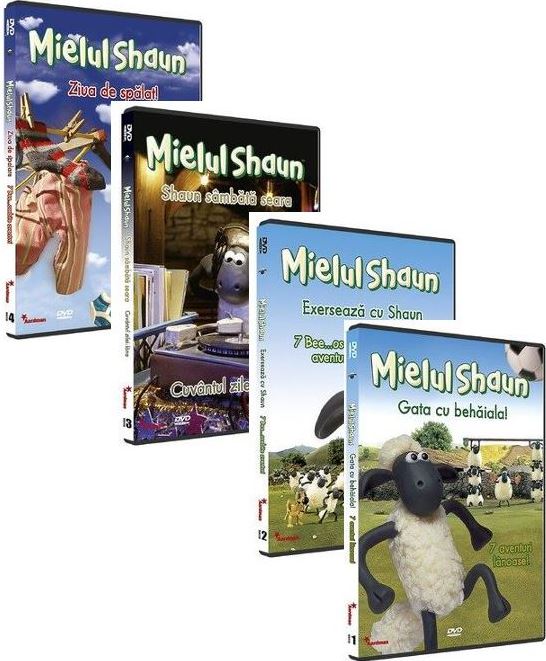 Box 4 DVD Mielul Shaun - Gata cu behaiala + Exerseaza cu Shaun + Shaun, Sambata seara + Ziua de spalat
