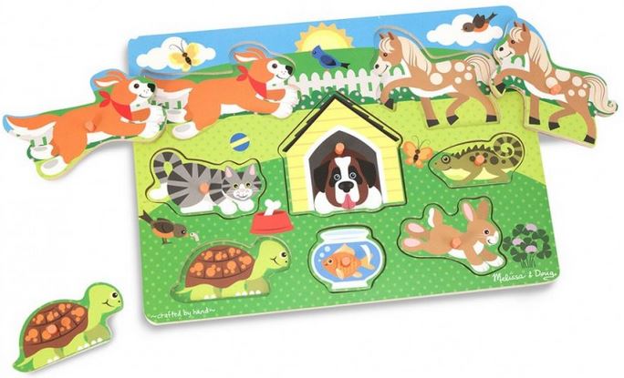Peg puzzle, Pets. Puzzle din lemn, Animale de companie