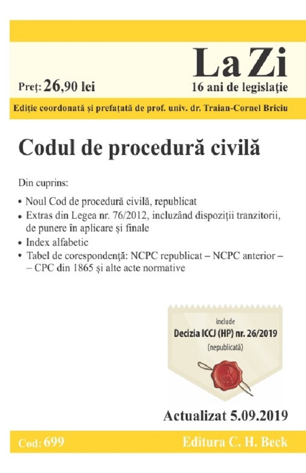Codul de procedura civila Act. 5.09.2019
